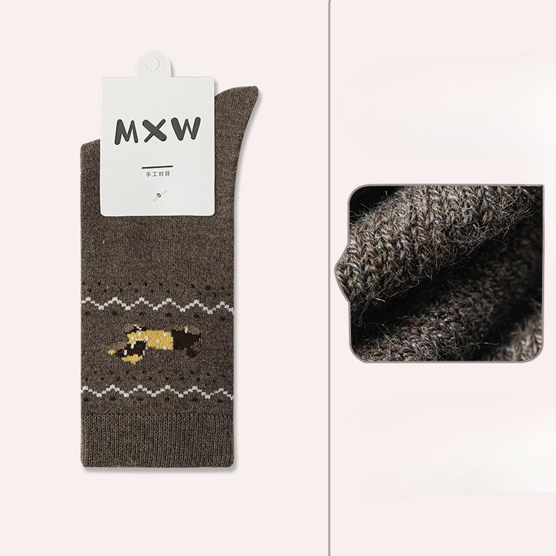 

Носки, Женские Осенне-Зимние Утепленные Носки до середины икры с таксой, Кашемировые Зимние Махровые Носки, Длинные Носки до икры, Теплые Шерстяные Носки 1 pair света кофе