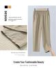 2026 Summer New Mother's Wear: Elastic Waist Casual Nine-Point Straight-Leg Cropped Pants for Elegant Middle-Aged and Elderly Women.