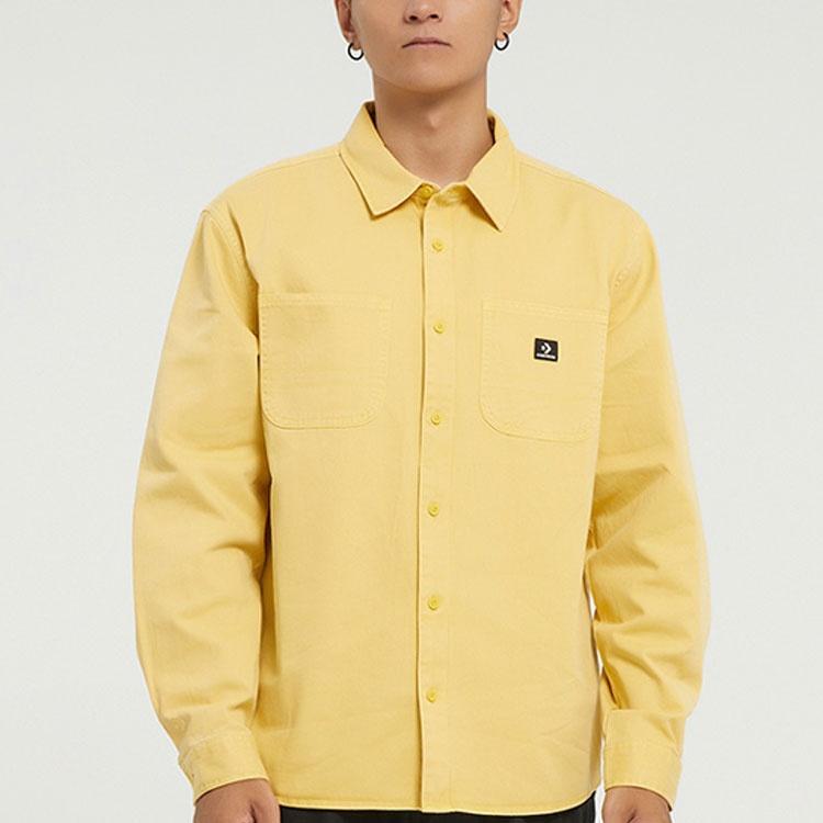 Men's Converse Casual Woven Button Cardigan Retro Long Sleeves Jacket Gold 10022012-A03
