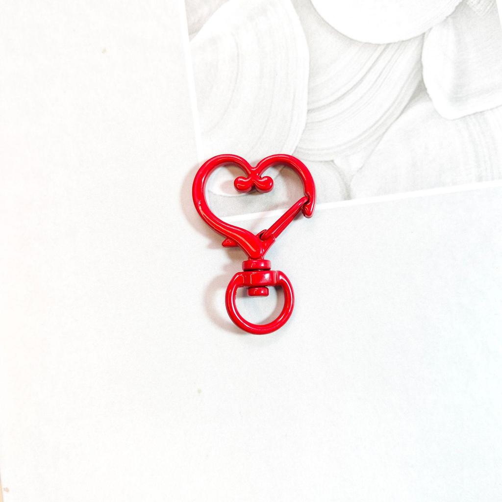 Peach Heart Candy Color Spray Paint Keychain Clasp—DIY Heart-Shaped Connector Ornament
