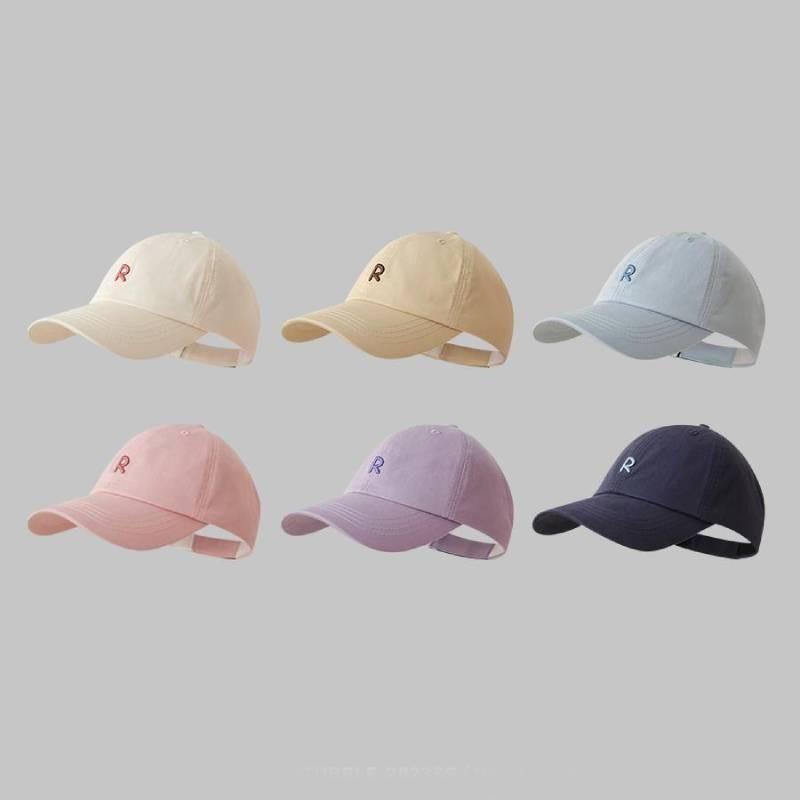 R Letter Embroidery Caps Fashionable Versatile Shading Outdoor Hats Activities
