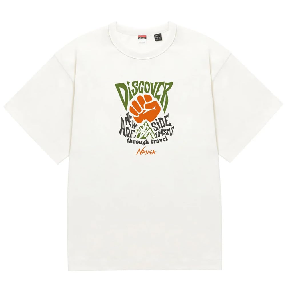 

NANGA ECOHYBRID TEE (DCV PT) Eco Hybrid Tee Short Sleeve T-Shirt with Graphic Print, Recycled Cotton, Unisex (JP, Alphabet, M, WHT)