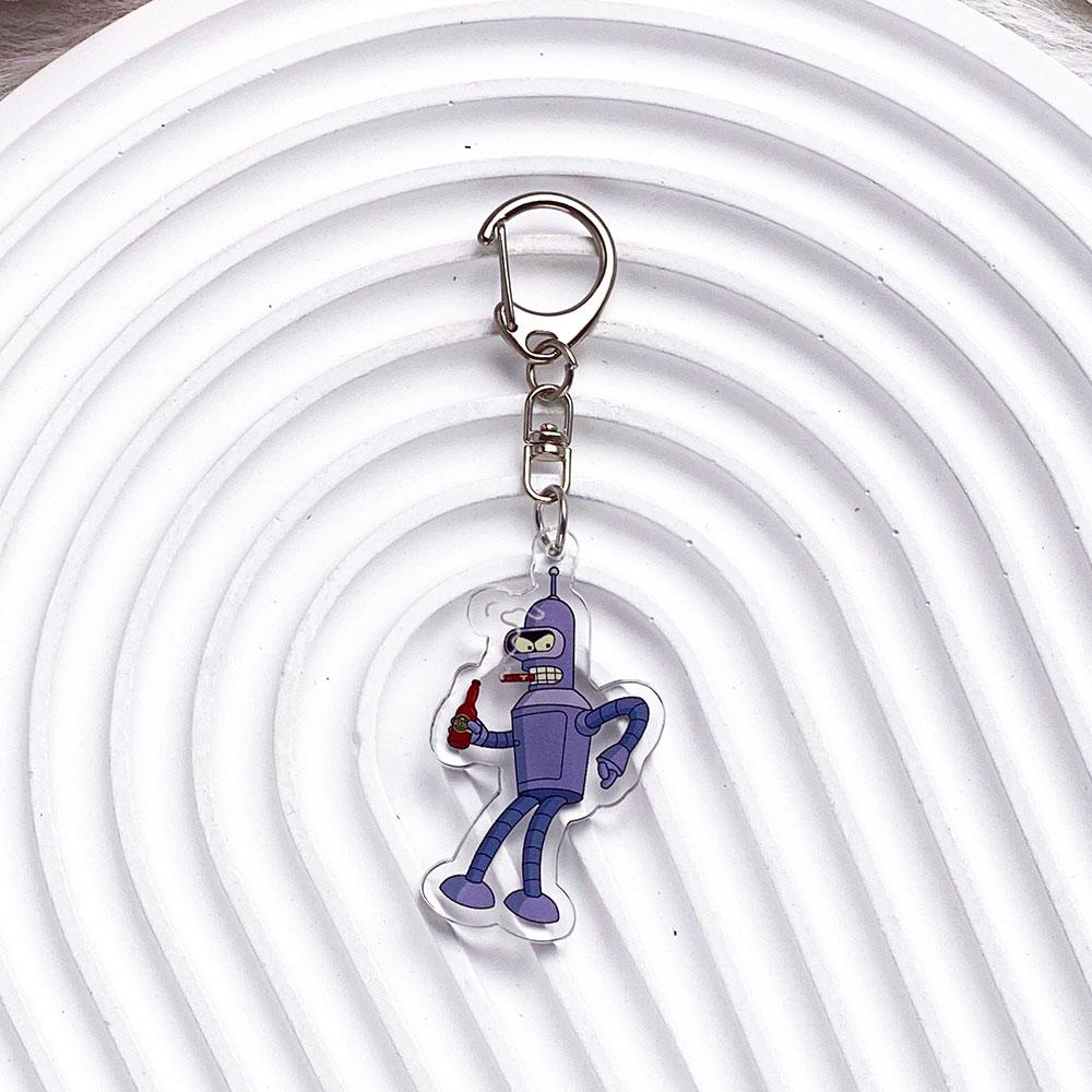 Anime Character Futurama Philip J Fry Acrylic Car Keychain Accessories Bag Charm Cartoon Cute Backpack Pendant Gifts For Friends