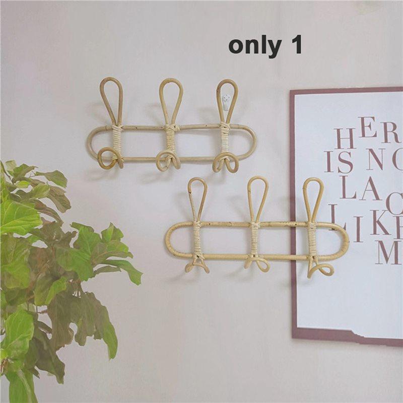 A25F-2X Rattan Wall Hooks - Kids Room Decorative Hanger, Clothes & Hat Organizer, Hanging Storage Rack A