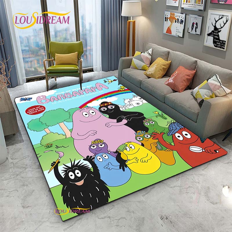 Barbapapa Cartoon Anime Carpet for Living Room Sofa Coffee Table Bedroom Rug Kitchen Kids Door unslip floor Mat Birthday gift