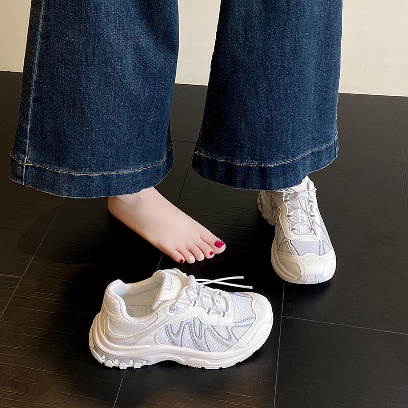 European 2025 new summer mesh breathable dad shoes women's platform fashion casual sports shoes versatile little white shoes