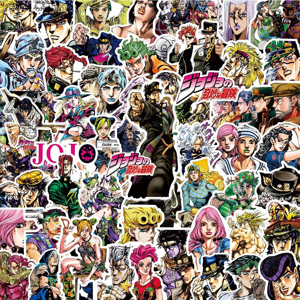 10/30/80pcs JoJo's Bizarre Adventure Anime Graffiti Stickers Waterproof DIY Skateboard Laptop Phone Car Black White Manga Decals