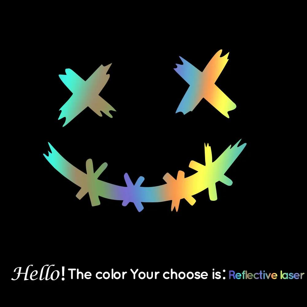 Motorcycle Helmet Stickers Car Reflective Waterproof Smile Face Decal Motocross Auto Rear Window Personalized Stickers