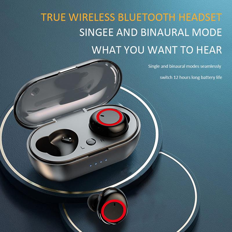 Y50 Bluetooth Earphones Outdoor Sports Wireless Headset 5.0 With Charging Bin Power Display Touch Control Headphones Earbuds