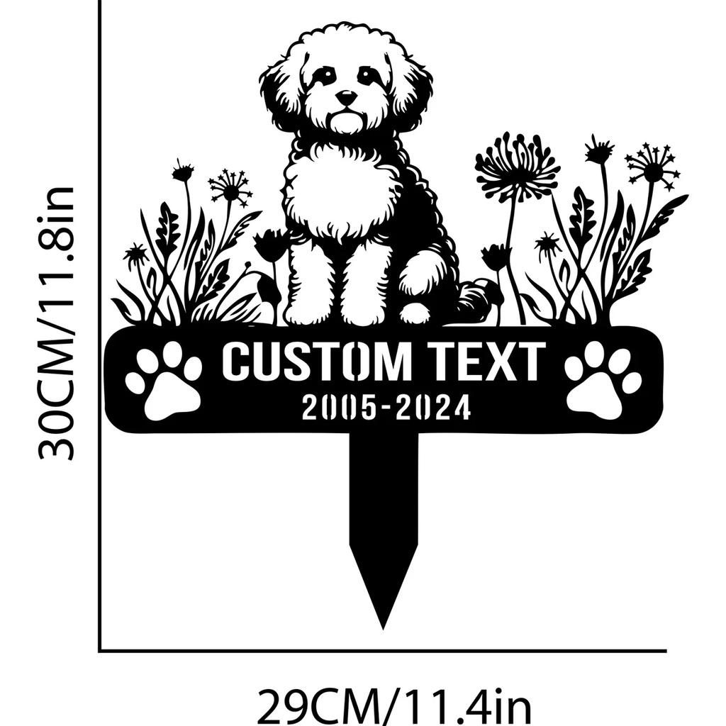 Individueller Maltipoo Hund Gedenkpfahl, Personalisierter Metall Gartenschild, Haustierverlust Gartendekoration, Tiererinnerungsplakette