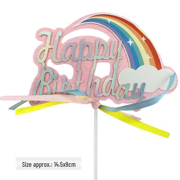 Happy Birthday Rainbow Cake Toppers: Stars, Clouds & Balloons