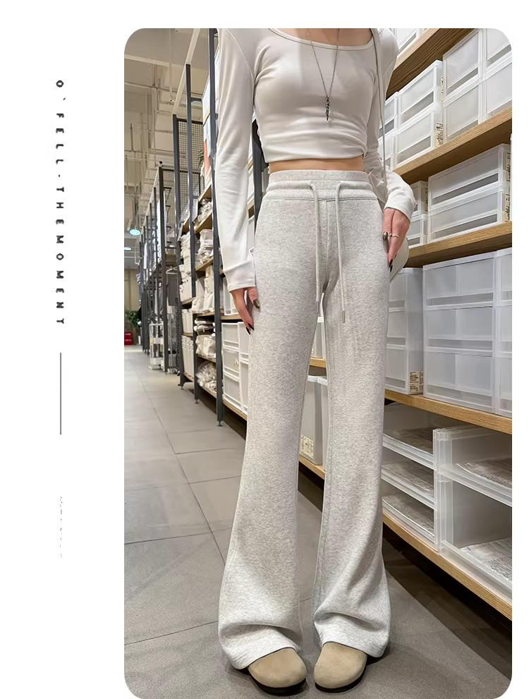 Women's Spring 2026 High-Waisted Micro-Flare Casual Pants - Slimming, Petite, Narrow Leg Design