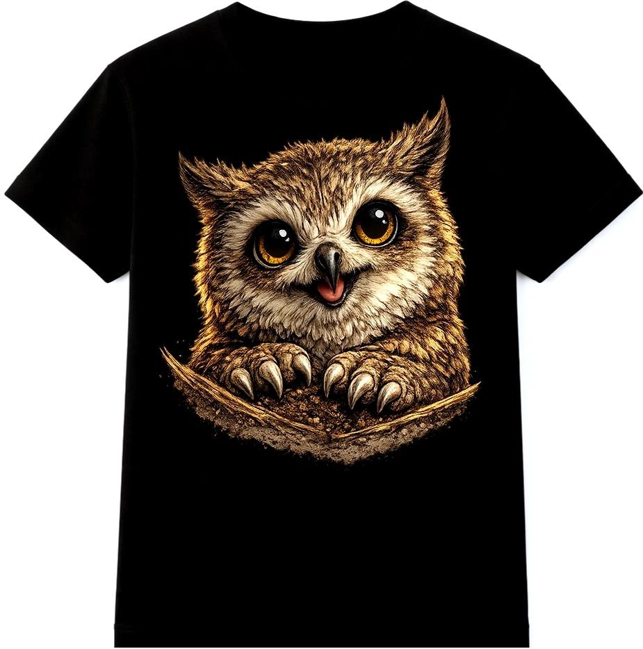 Owl T Shirt Cute Baby Owl Graphic Tee Adorable Bird Lover Casual Animal Top XS