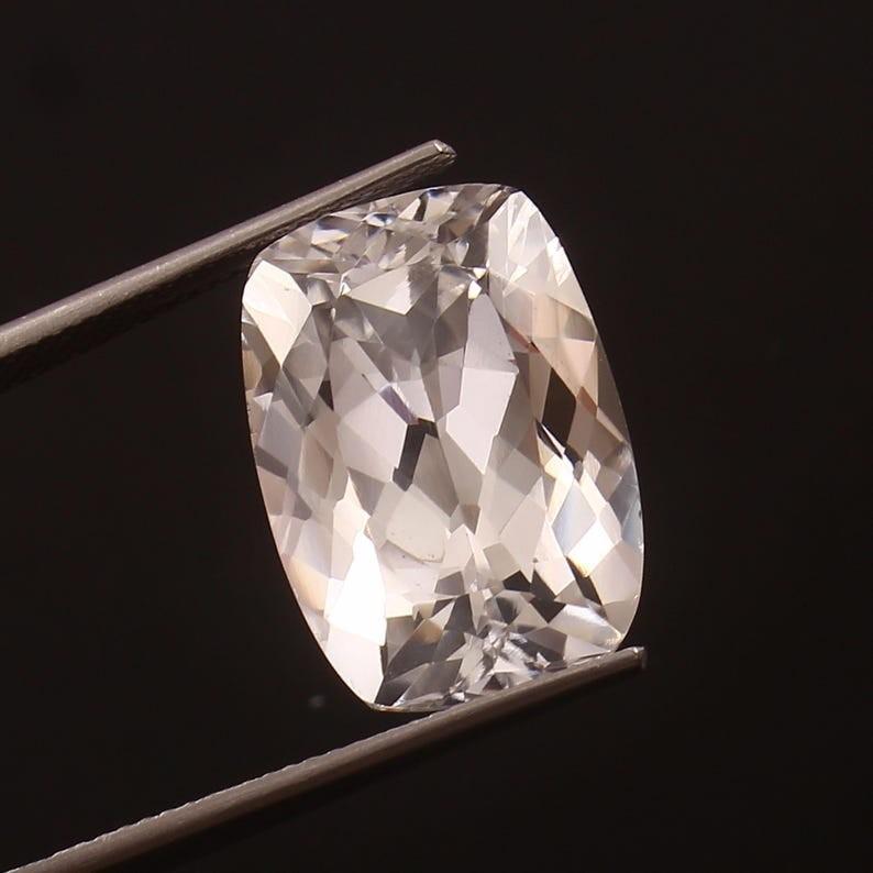 AAA Flawless 19x12mm Heated Ceylon White Sapphire Cushion Cut Loose Gemstone