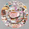 50 Coffee-Themed Korean Style Graffiti Stickers for Notebooks and Planners