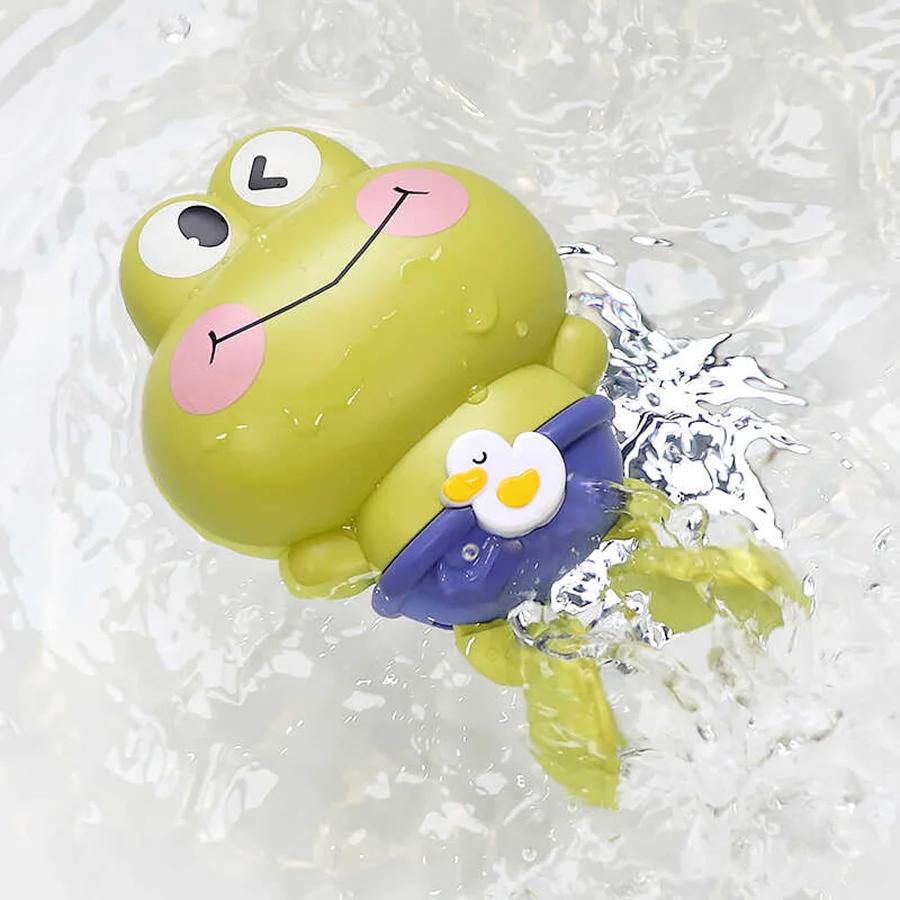 Baby Bath Toys For Kids Ages 1-3Y Cute Swimming Frog Water Pool Toys Floating Wind-Up Infant Bathtub Toys No Battery Need