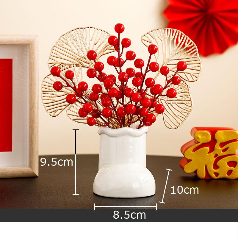 Creative Snow Boots Shape Ceramic Vase Desk Decoration Flowers Arrangement Artificial Berries Decorative Vases Modern Home Decor