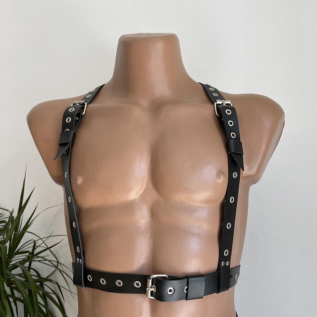 Mens Leather Lingerie Harness Men Bondages Full Body Jockstraps for Men Pants and Leather Top Chest Men's Harness Gay Harness