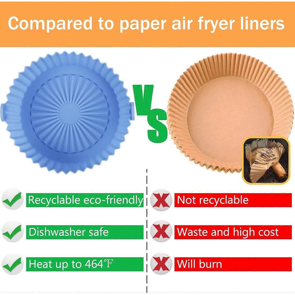 2 Pack Air Fryer Silicone Liners Basket Round, Apply To 1-3.5 QT Airfryer, Air