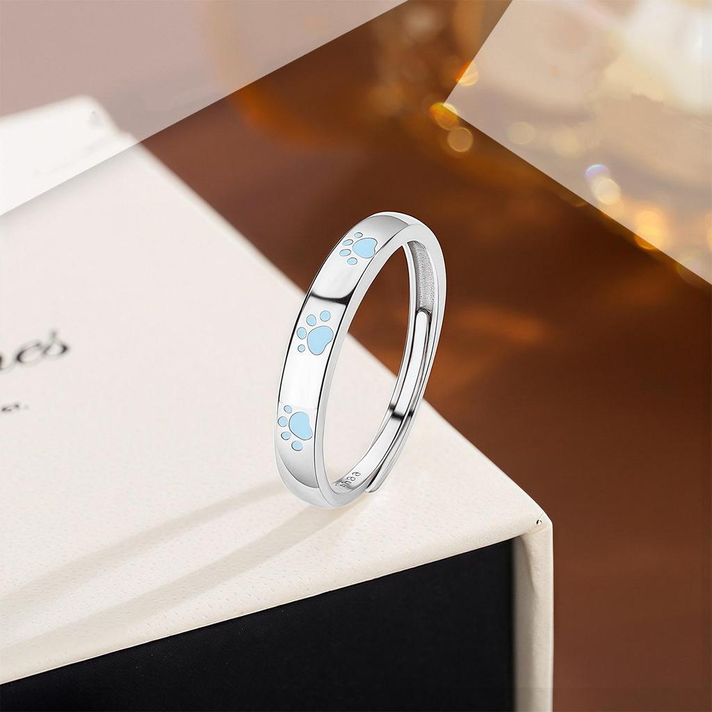 Luminous Cat & Dog Couple Rings: Cartoon Design, Adjustable, Perfect Valentine's Gift