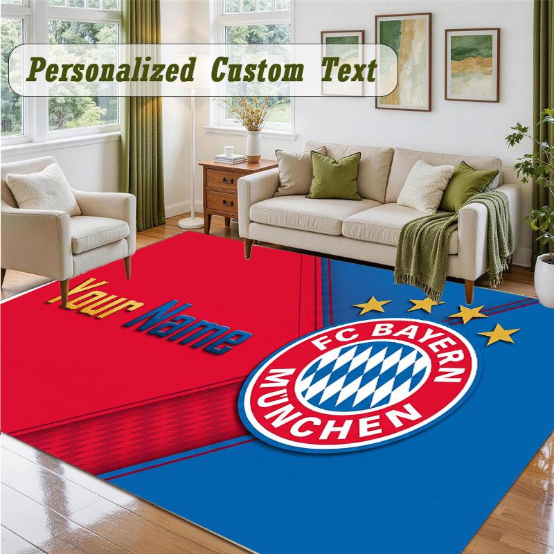 Crystal Velvet Square Rug Custom NameBayern Munich Pattern Non Slip Home Floor Decor Rug