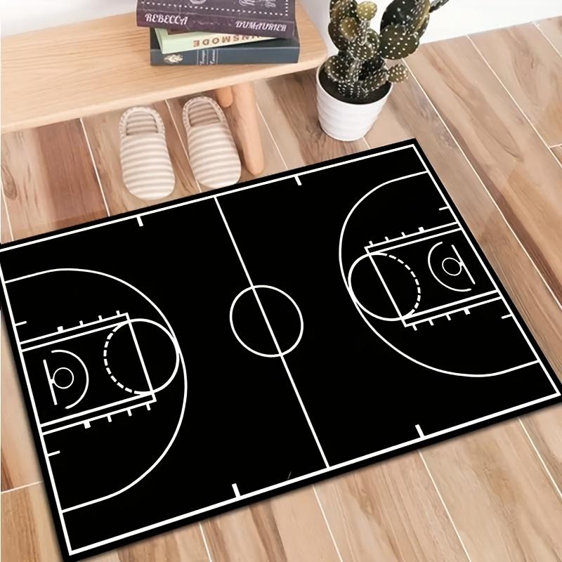 Black Basketball‑Court Print Area Rug, Floor Mat for Entryway, Kitchen, Bedroom, Living Room, Home Decor