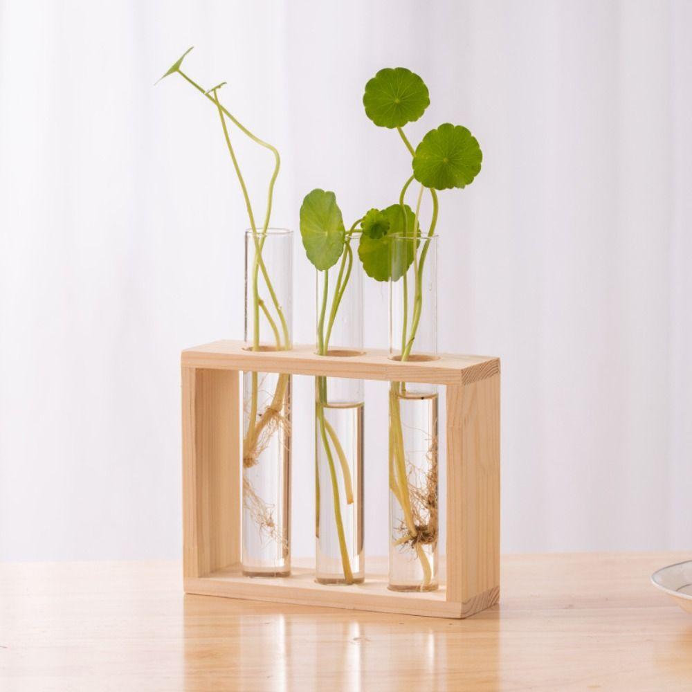 Creative Hydroponic Wood Frame Wall Mounted Tabletop Bonsai New Hydroponic Plants Container