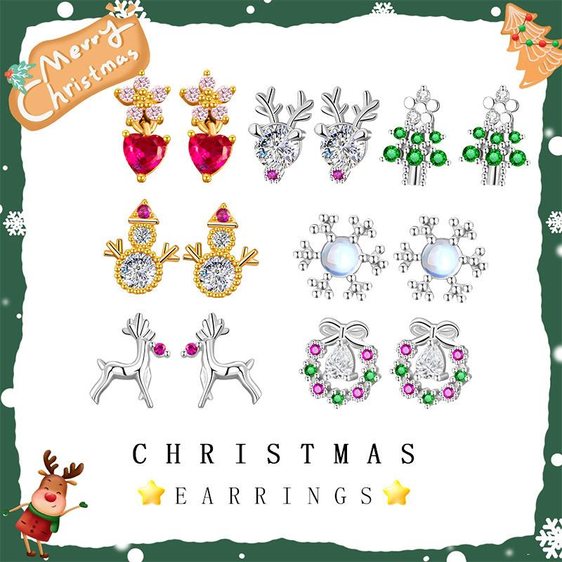 S925 Sterling Silver Gold Plated Grape Purple Zircon Stud Earrings Forest Sweet Niche Design Daily Versatile Girls Ear Ornaments