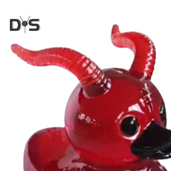 Demon Duck Car Dashboard Figurine Little Red Duck Statue Resin Animal Sculpture Desktop Decoration Ornament Halloween Gift