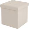 Takeda Corporation 38x38x38cm Storage Stool for Small Items, Tidying, and Organizing, Ivory Leather-Look, E3-LCS38IV