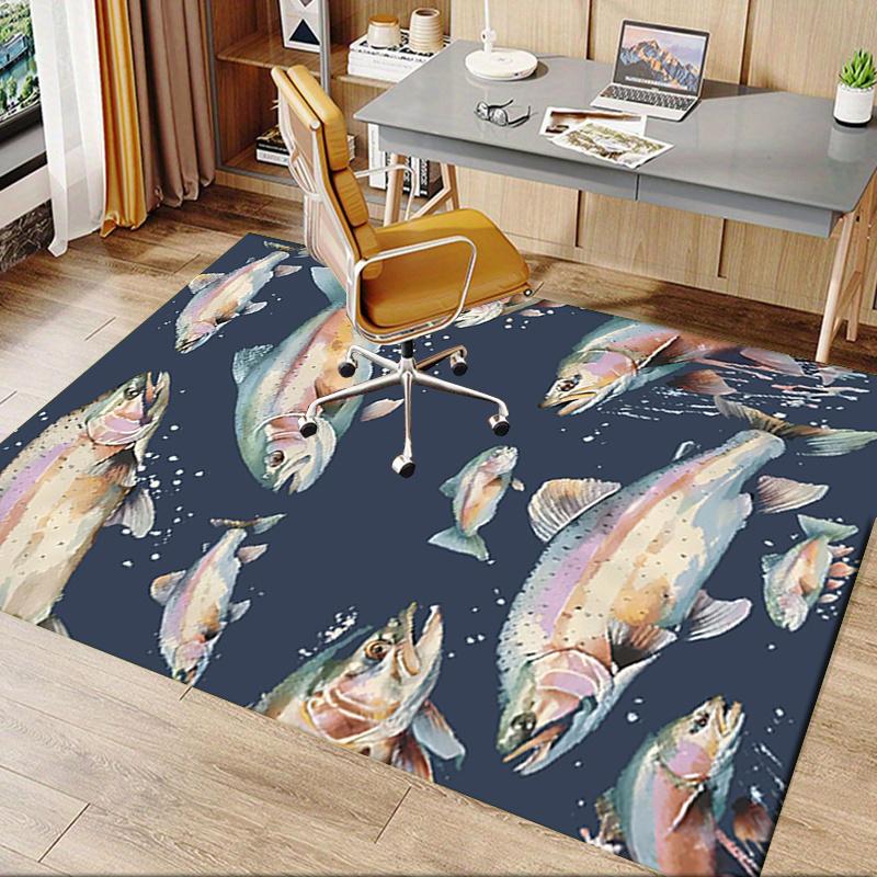 Rainbow Trout Chair Mat: Office Carpet for Home Decor, Sofa Rug, Large Floor Mat, Gift for Office and Living Room