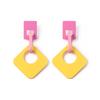 Fun Contrasting Color Splicing Geometric Matte Acrylic Earrings, Candy Color Exaggerated Personality Hipster