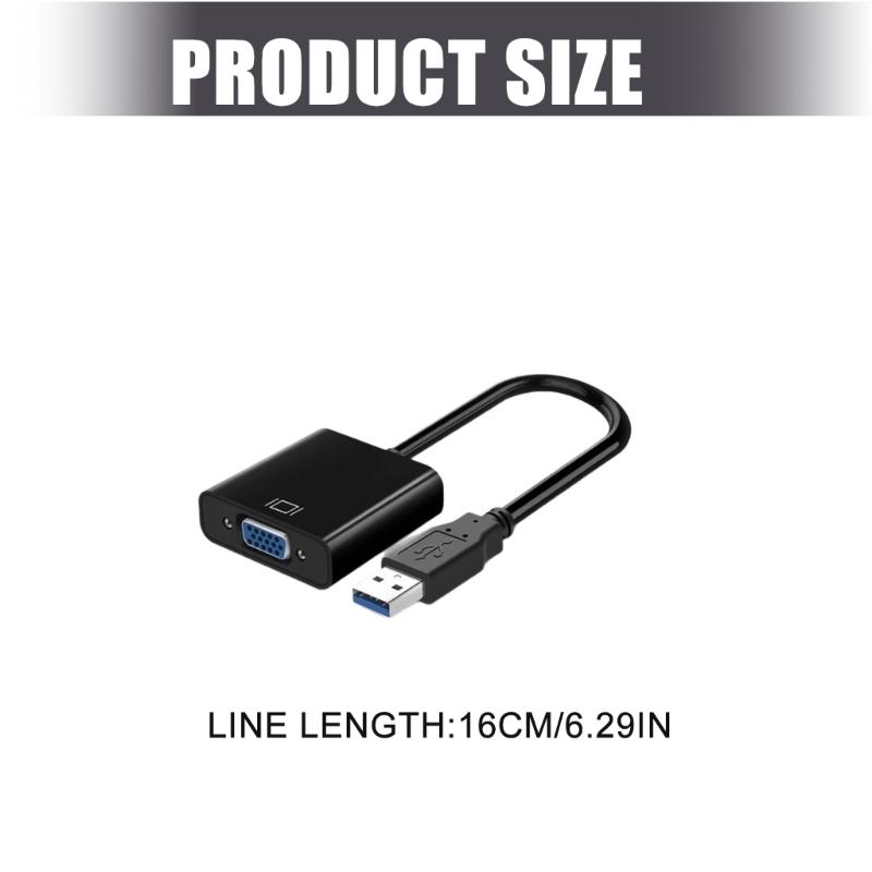 USB3.0 To VGA Video Display Adapter 1080P Multi Display Converter Video Cable for Projector Laptop Monitor PC TV
