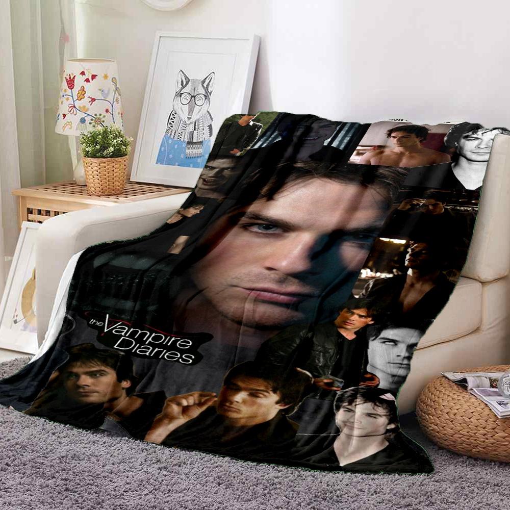 Damon Salvatore Flannel Blanket Throw Blanket Soft Warm Sofa Bed Camping home Decor Unique Christmas Gift C9261255