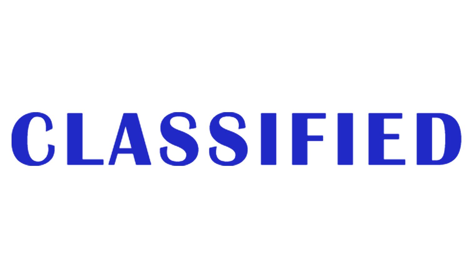 

Printtoo Classified Self Inking Rubber Stamp Pre-Inked Office Stamp- Home Office Business Stationery, Black- 42 x 9 синій