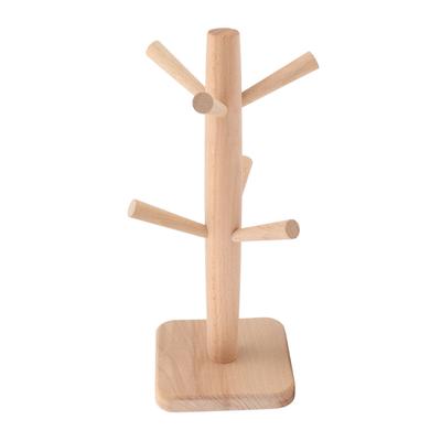 Uchwyt na filiżanki do kawy Bukowy Wzór Bruzdowany Hurtowy Stojak na kubki Stojak do przechowywania filiżanek do kuchni domu