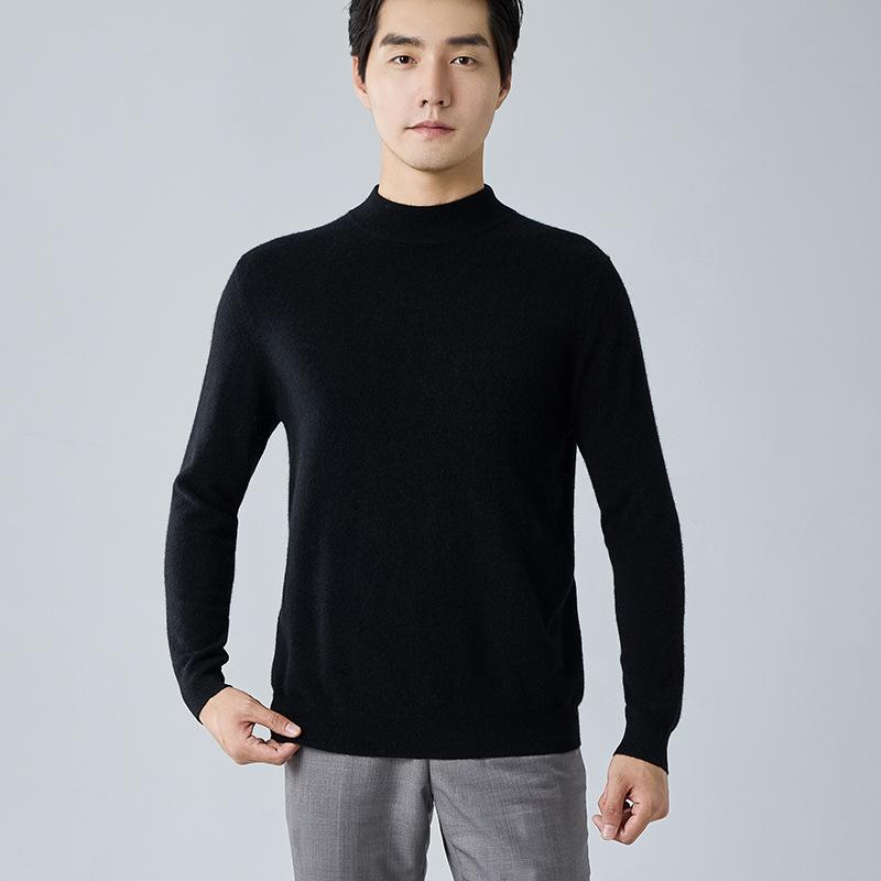 New semi-turtleneck cashmere sweater thickened pullover sweater loose inside with wool base