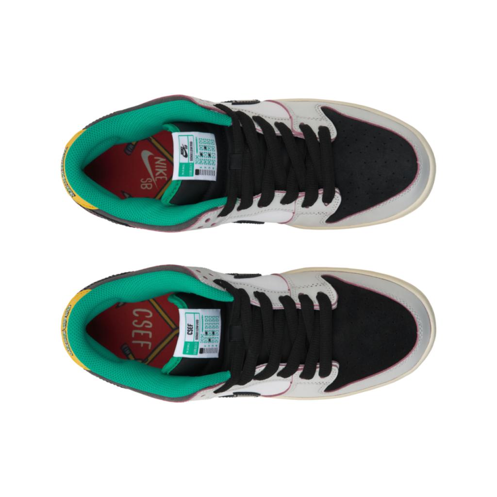 Mens CSEF X Nike Dunk Low SB White Clear Emerald Unisex Sneakers Summit-White Black Iron-Grey HJ4132-100