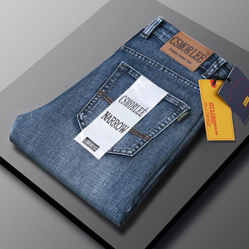 Trendy loose-fit denim trousers for men Luxury-inspired vintage-washed casual straight-leg long trousers