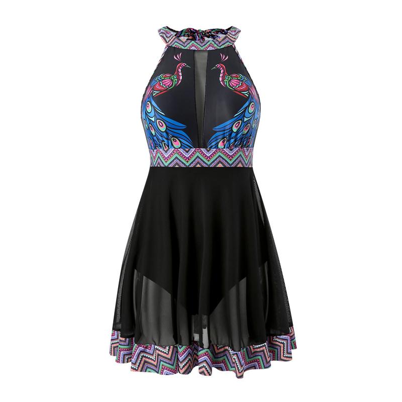 Traje de baño para mujer, tankini de playa de cintura alta sin espalda, traje de baño estampado sin mangas, trajes de baño de una pieza, ropa de playa