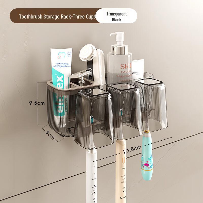 bdo Punch-Free Wall-Mounted Toothbrush & Mouthwash Cup Holder