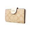 Coach Corner Zip 13 Button Folded Layered Leather Wallet Women Wallet Light-Brown White C0082-IMDQC
