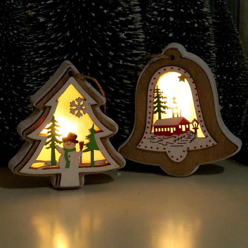 Christmas Decorations Christmas Lights Light Up Wood Pendants Christmas Tree Pendants Christmas Gifts
