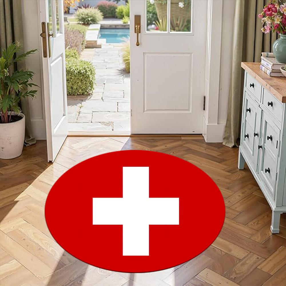 Flag Round Area Rug Suitable for Game Room Dining Room Balcony Dormitory Anti-slip Round Rug Decorate Offices Spiritual Gift