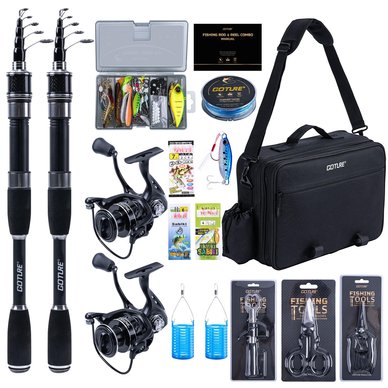 

Goture 1.8м Телескопическая удочка и катушка в комплекте, Телескопическая удочка и безынерционная катушка 9+1 с сумкой-переноской из 900D Оксфорд 600D ПВХ,