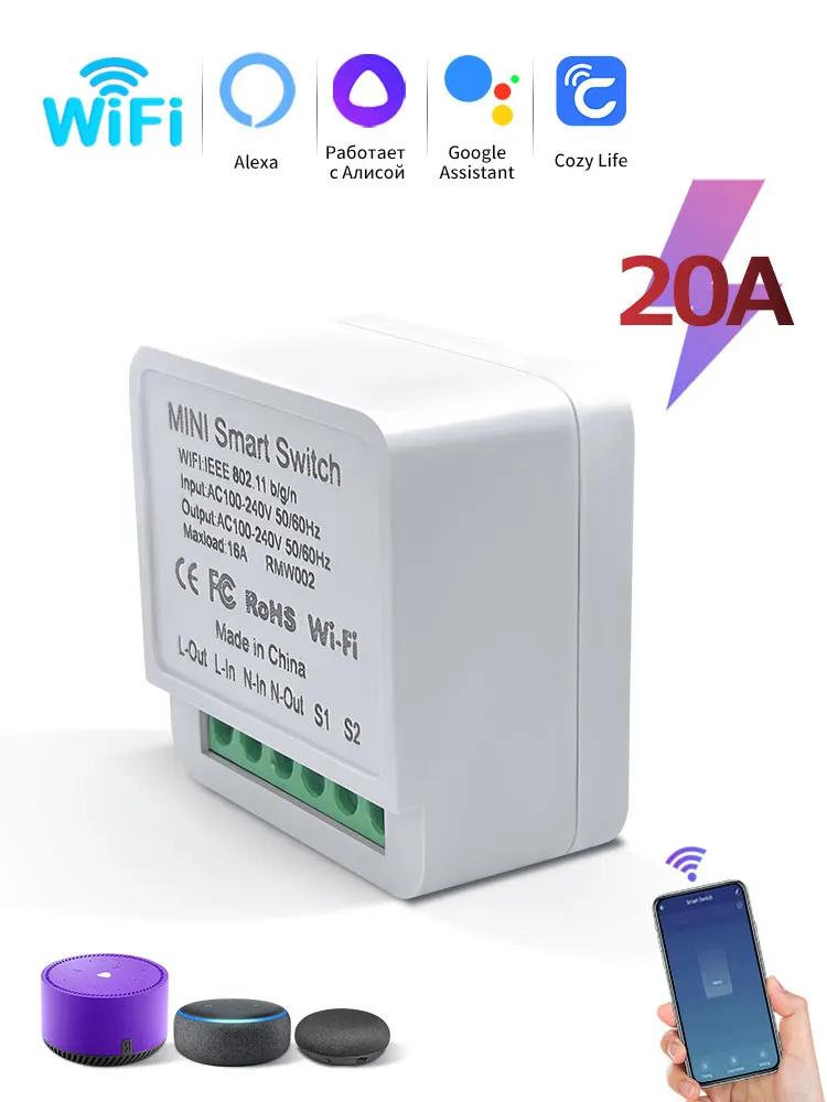16/20A Wifi Smart Switch Alexa Google Home Alice 2-way DIY Mini Automation Module for Led Lighting Cozylife Remote Voice Control