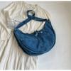 Denim Knödelbeutel Damen Neu Einfarbig Schlicht Schulter Crossbody Tasche Lässig Leicht Großes Fassungsvermögen Canvas Tasche