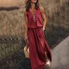 2023 Sleeveless Long Dress: Fashionable Waist-Cinching Zipper Dress for Women