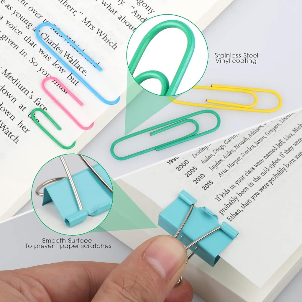 300 Pcs Binder Clips Rubber Bands Office Set Paper Clips School  Teacher Supplies For Office Desk Essentials (Assorted Sizes)