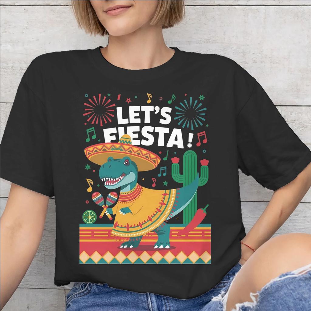 Lets Fiesta Cinco De Mayo Graphic Printing T Shirts Men Women Cotton Tee Shirt Clothing